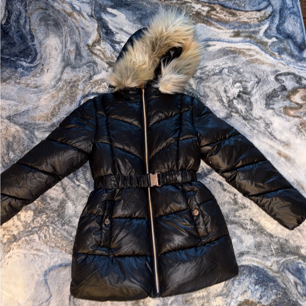 NWOT Michael Kors Black Puffer Jacket with Faux Fur Trim